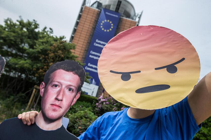 Facebook Demonstration in front of the European Commission in Brussels © ANSA/EPA