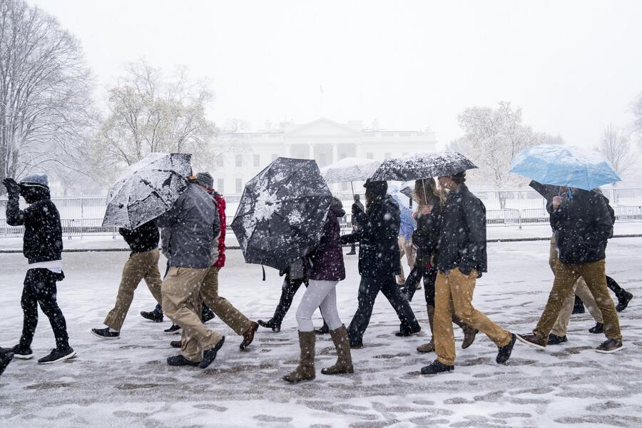 Spring snow falls in the DC area © 